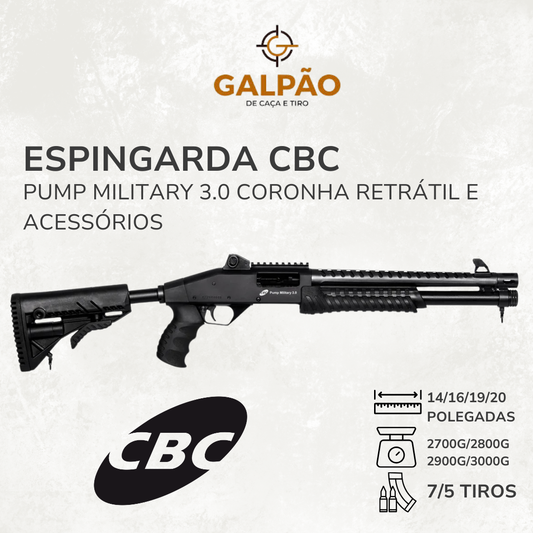 Espingarda CBC Pump Military 3.0 Coronha Retrátil e Acessórios