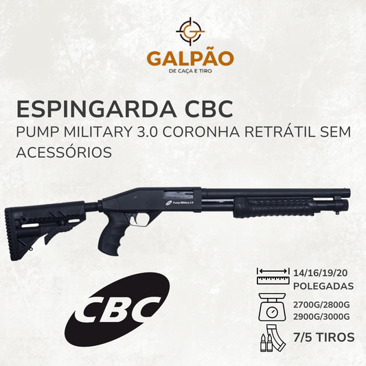 Espingarda CBC Pump Military 3.0 Coronha Retrátil Sem Acessórios